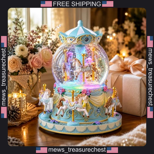 Carousel snow globe music - carousel, box